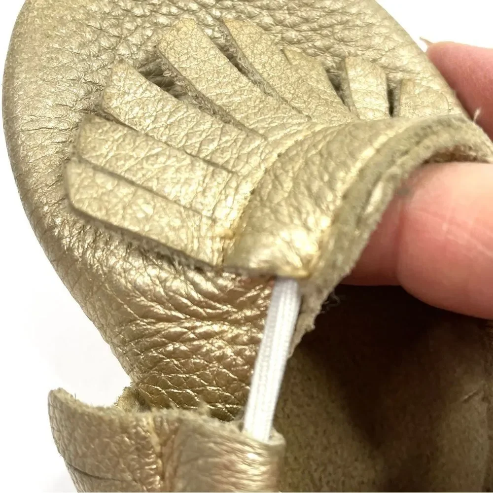 3/$15 Gold Leather Baby Mocassins